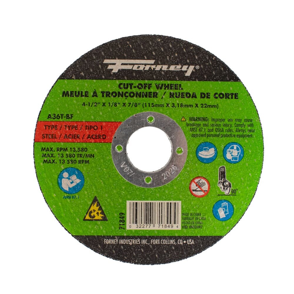 thumbnail image 2 of BAUER 4-1/2 In. X 1/16 In. X 7/8 In. Type 1/41 Metal Cut-off Wheel 10 Pk. For $6.99 - Harbor 2 of 12